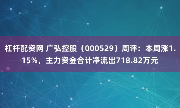 杠杆配资网 广弘控股（000529）周评：本周涨1.15%，主力资金合计净流出718.82万元