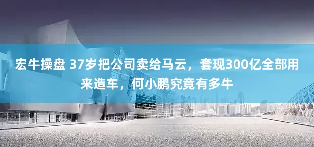 宏牛操盘 37岁把公司卖给马云，套现300亿全部用来造车，何小鹏究竟有多牛
